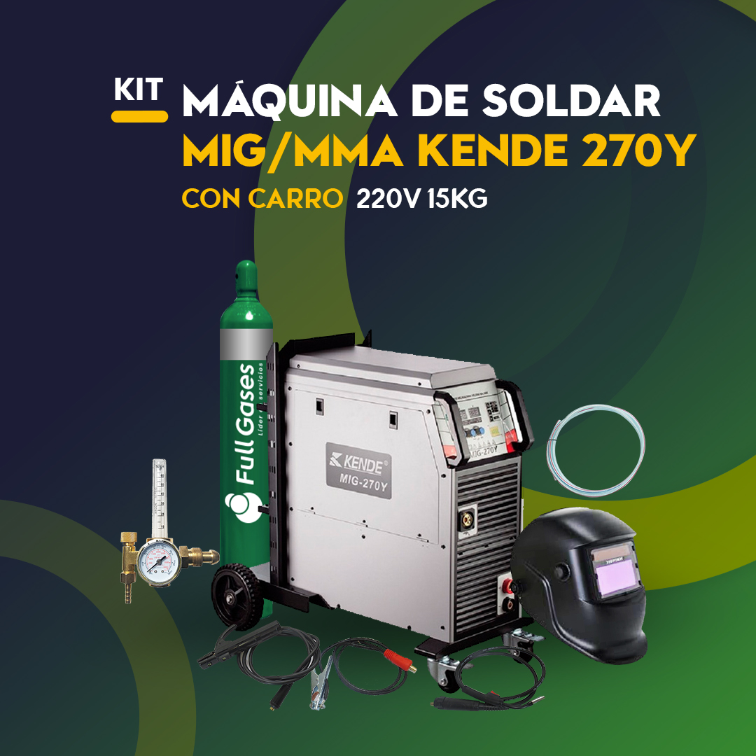 Máquina de Soldar Mig/MMA Kende 270Y CON CARRO 220V 15KG - Full Gases