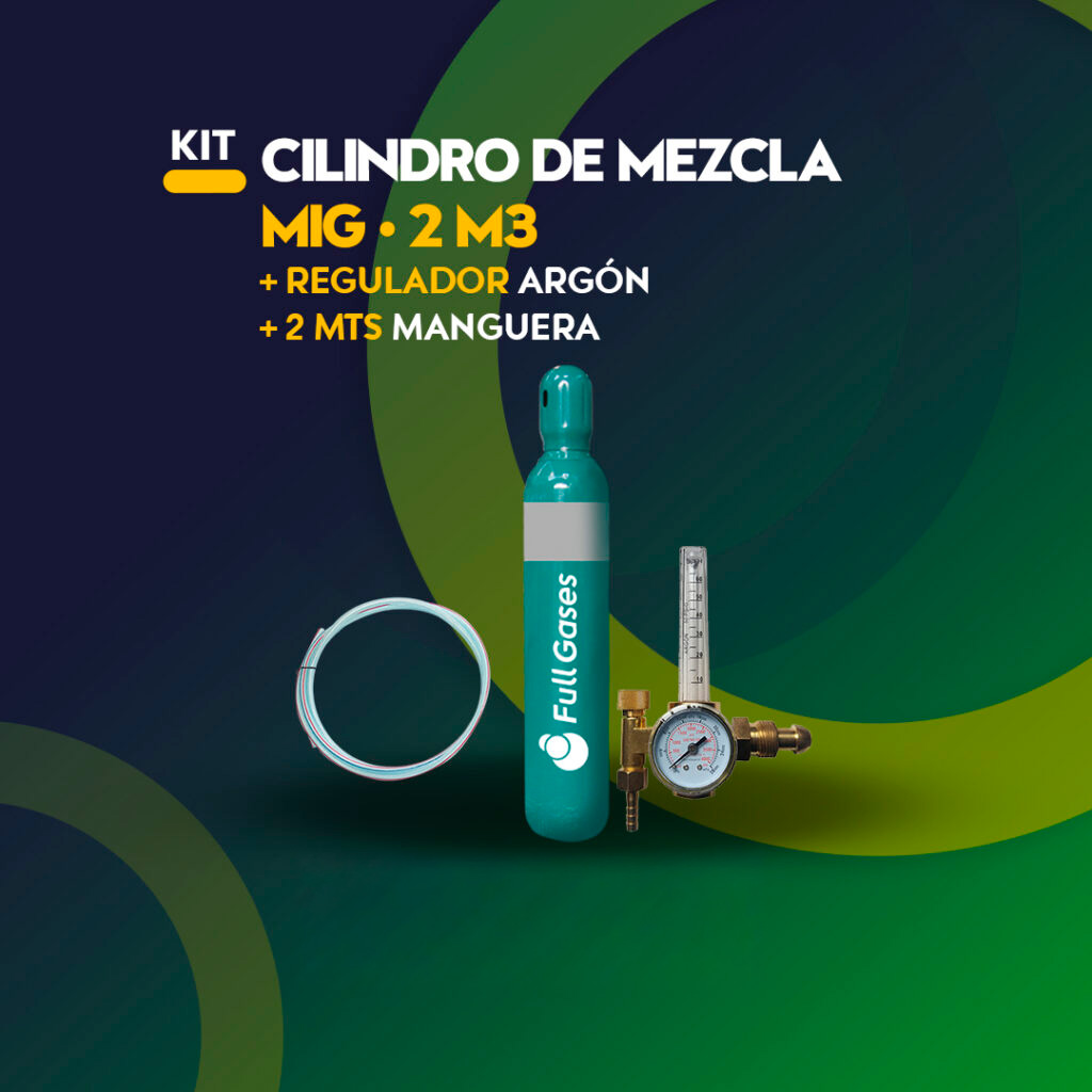 Cilindro de mezcla mig, regulador argon